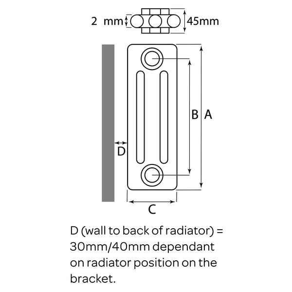 Raw Metal Klassic 1800mm Vertical 2 Column Radiator - Choice of Width ...