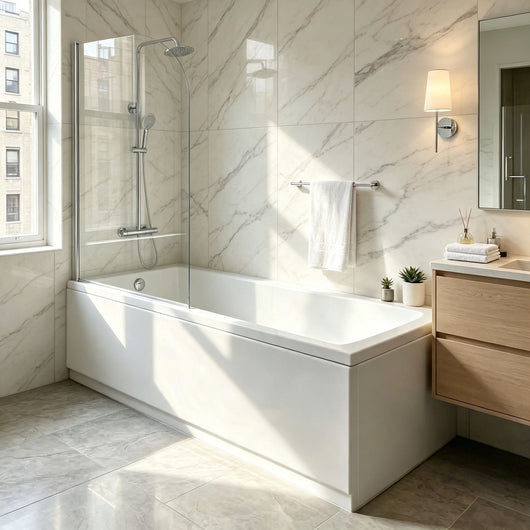  Riverside 1800 x 800mm Single Ended Acrylic Bath & Curved Bath Screen