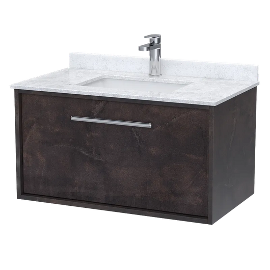  BC Designs Roseburn Wall Hung Vanity Unit & White Marble Top 800mm - Metallic Slate