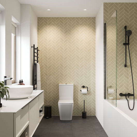  Sand Herringbone Bathroom Wall Panels