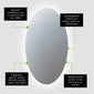 Lustro Rechargeable Mirror with Lithium Battery - Oval - 500 x 800 - Frameless