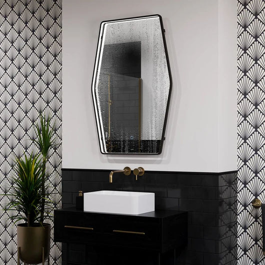  Aspect Art Deco TrioTone® Floating edge LED Illuminated Frame Mirror - 600 x 900 - Black - welovecouk
