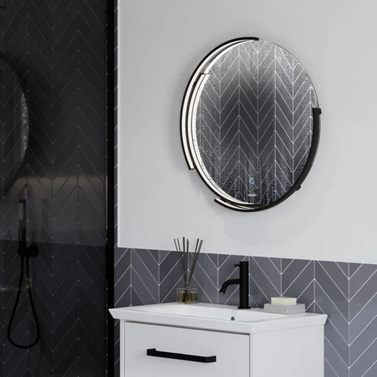  Aspect Curve TrioTone® Floating edge LED Illuminated Frame Mirror - 600 x 600 - Black - welovecouk
