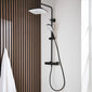 SDG SUPREME Exposed Thermostatic Bar Shower with Rigid Riser, Overhead Drencher Rose & Adjustable Handset - Black