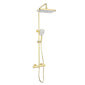 SDG SUPREME Exposed Thermostatic Bar Shower with Rigid Riser, Overhead Drencher Rose & Adjustable Handset - Brushed Brass