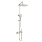 SDG SUPREME Exposed Thermostatic Bar Shower with Rigid Riser, Overhead Drencher Rose & Adjustable Handset - Brushed Nickel