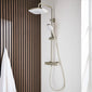 SDG SUPREME Exposed Thermostatic Bar Shower with Rigid Riser, Overhead Drencher Rose & Adjustable Handset - Brushed Nickel