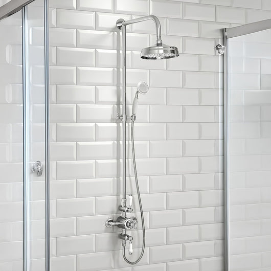  Margate Traditional Rigid Riser Exposed Thermostatic Shower Set - welovecouk