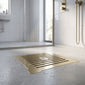 Square Shower Waste Brushed Brass Top - White/Brushed Brass
