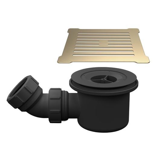  Square Shower Waste Brushed Brass Top - welovecouk