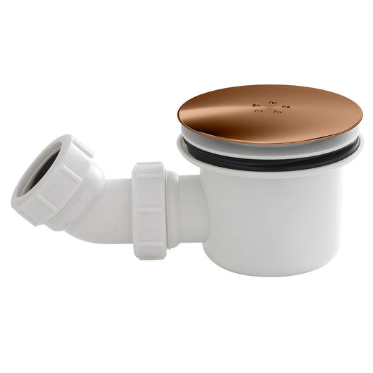  Fast Flow 90mm Shower Waste - White/Brushed Bronze - welovecouk