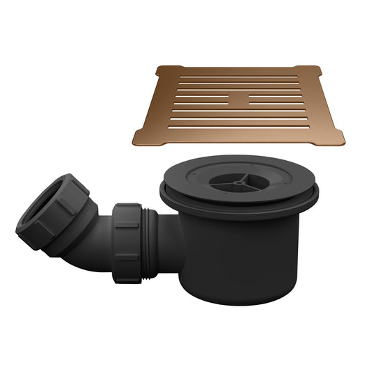  Square Shower Waste Brushed Bronze Top - Black/Brushed Bronze - welovecouk