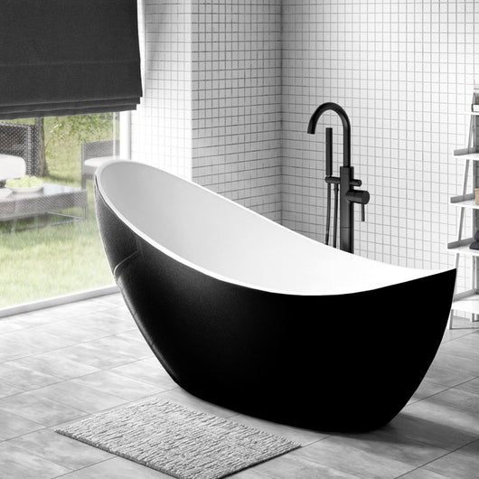  Synergy Slipper Freestanding White Bath 1750mm - Black - welovecouk