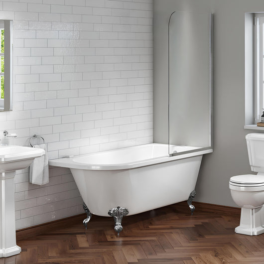  Cambridge Traditional 1685 Freestanding Shower Bath RH with Ball & Claw Feet - welovecouk