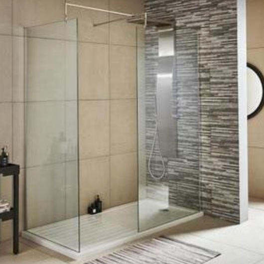  1700 x 800mm Stone Walk-In Shower Tray & 8mm Screen Pack