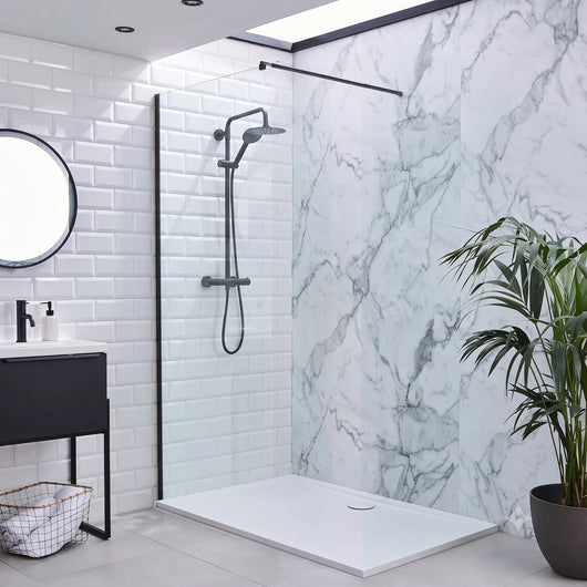  SDG Alumen 1000mm x 2000mm Wetroom Shower Screen - Matt Black