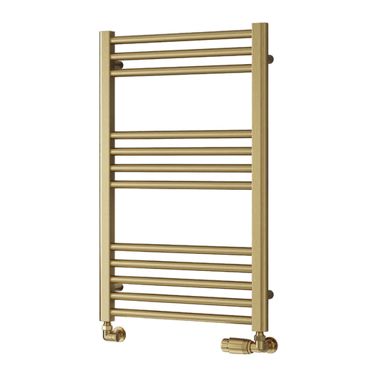  Reina Ottone Vertical Heated Towel Rail - 800 x 500mm - Brushed Brass