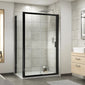 ShowerWorx Atlantic Matt Black 1000 x 1900mm Sliding Shower Door - 6mm Glass