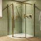 Frameless Single Door 8mm Offset Quadrant Enclosures 1200 x 800 - BrushedBrass