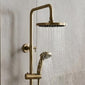 Harik Round Exposed Rigid Riser Thermostatic Shower Set - Brushed Brass - welovecouk
