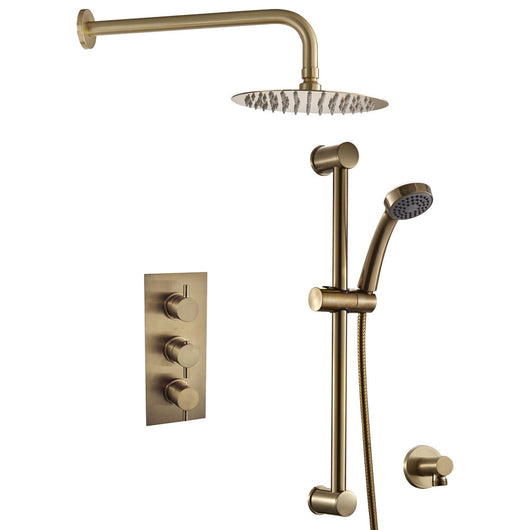  Trisen Nalor Concealed Thermostatic Shower Set - Brushed Brass - welovecouk