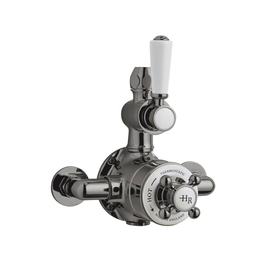  Hudson Reed White Topaz Twin Thermostatic Shower Valve - Brushed Pewter - welovecouk