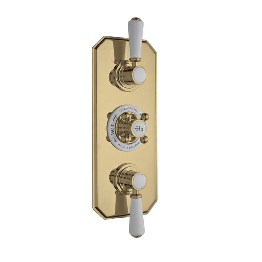  Hudson Reed White Topaz Triple Thermostatic Shower Valve - Brushed Brass - welovecouk