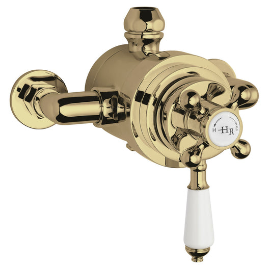  Hudson Reed White Topaz Exposed Dual Shower Valve - Brushed Brass - welovecouk