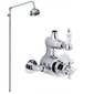 Nuie Traditional Twin Exposed Thermostatic Shower Valve with Rigid Riser Kit & Fixed Head - Chrome