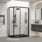 ShowerWorx Atlantic Matt Black 1200 x 800mm Offset Quadrant with Slate Tray - 6mm Glass