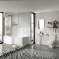 Serene 1500 L-Shaped Brushed Brass Complete Shower Bathroom Suite