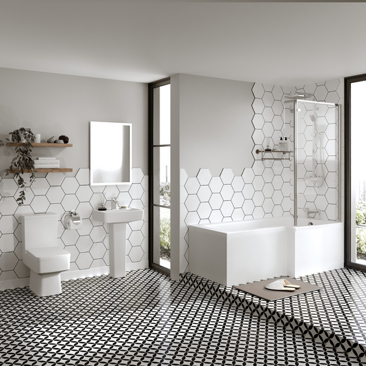  Crystalline 1600 L-Shaped Complete Shower Bathroom Suite - welovecouk