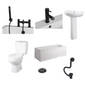 Monty Complete Bathroom Suite with Black Taps - 3 Sizes Available