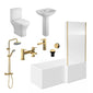 Brava 1600 L-Shaped Brushed Brass Complete Shower Bathroom Suite