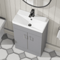 Dulin Floor Standing Vanity Basin Unit - Satin Grey - welovecouk