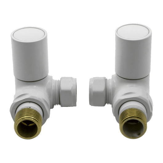  Crova Round Corner Radiator Valve Pair 15mm - White