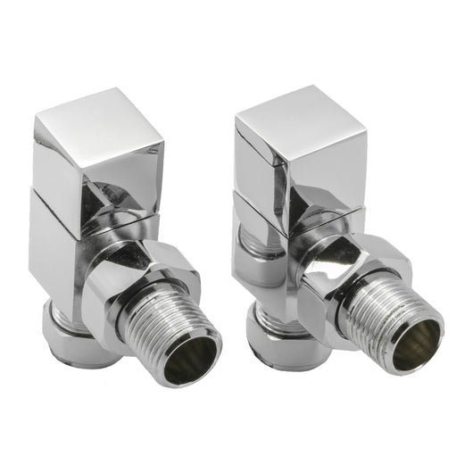  Loge Square Angled Radiator Valve Pair 15mm - Chrome