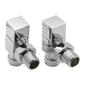 Loge Square Angled Radiator Valve Pair 15mm - Chrome