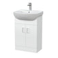 Nuie Wayford 550mm 2-Door Vanity Unit & 1 Tap Hole Basin - Gloss White