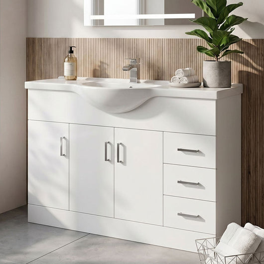  Percussion 1200mm Floor Standing Basin Vanity Unit - White - welovecouk