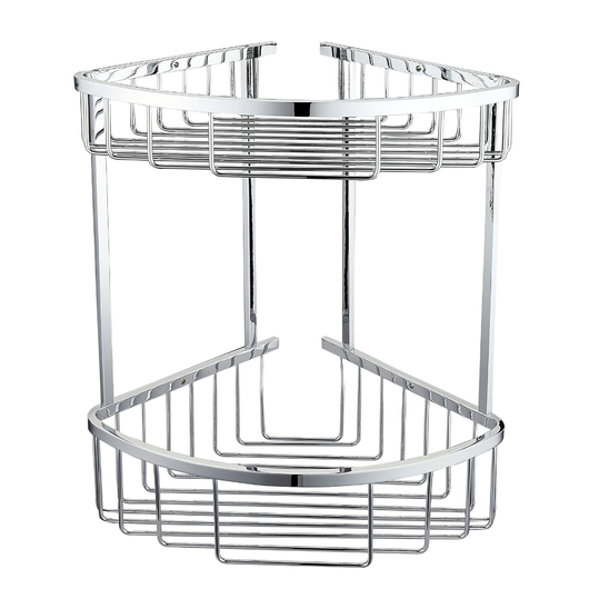  Double Corner 2 Tier Large Wire Shower Caddy Basket Chrome Plated Solid Brass Rack