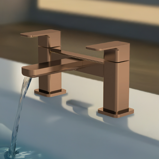  Nuie Windon Deck Mounted Bath Filler - Brushed Bronze