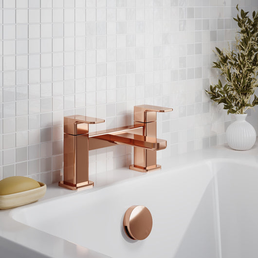  Nuie Windon Deck Mounted Bath Filler - Brushed Bronze - welovecouk