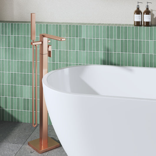  Nuie Windon Freestanding Bath Shower Mixer with Kit - Brushed Bronze - welovecouk