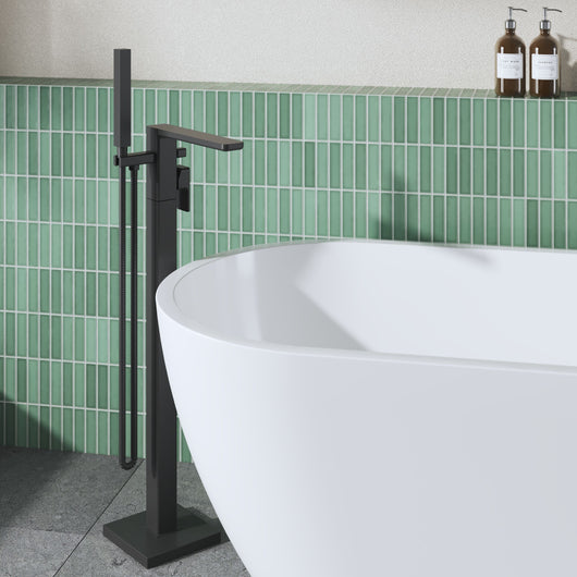  Nuie Windon Freestanding Bath Shower Mixer - Matt Black - welovecouk