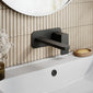 Nuie Windon Wall Mounted 2 Tap Hole Basin Mixer With Plate - Matt Black - welovecouk