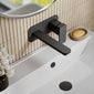 Nuie Windon Wall Mounted 2 Tap Hole Basin Mixer With Plate - Matt Black - welovecouk