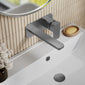 Nuie Windon Wall Mounted 2 Tap Hole Basin Mixer With Plate - Brushed Gun Metal - welovecouk