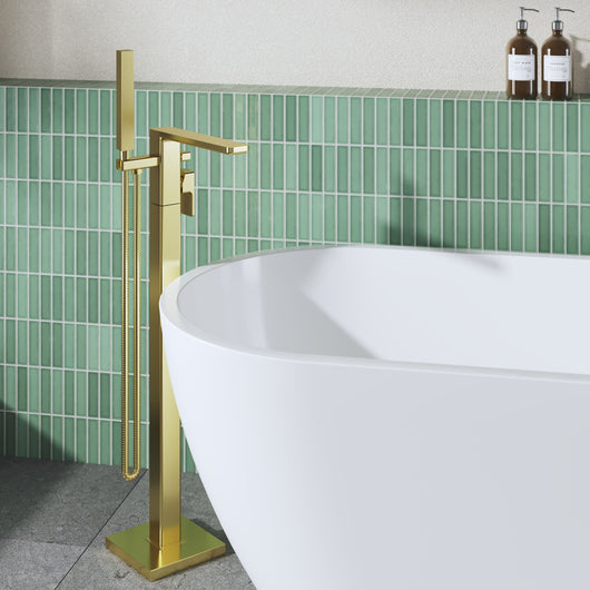  Nuie Windon Freestanding Bath Shower Mixer - Brushed Brass - welovecouk