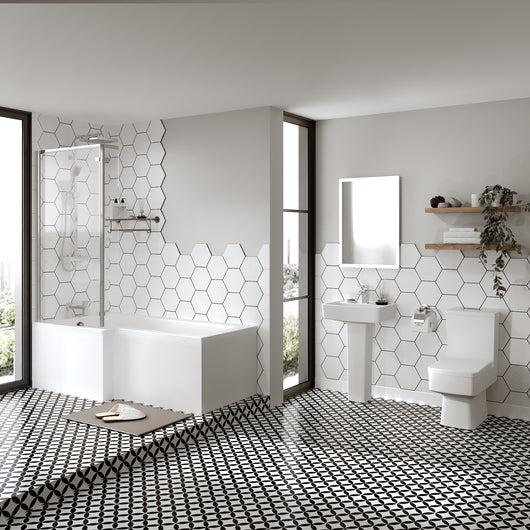 Crystalline 1600 L-Shaped Complete Shower Bathroom Suite - welovecouk